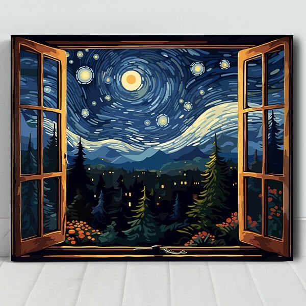 Işıltılı Yıldızlı Gece Sayılarla Boyama Seti