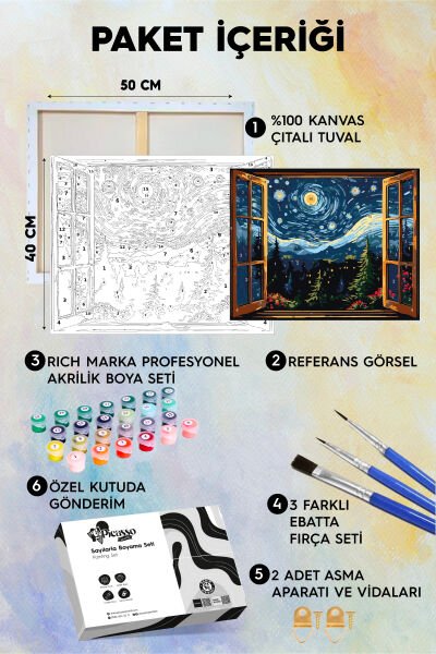 Işıltılı Yıldızlı Gece Sayılarla Boyama Seti