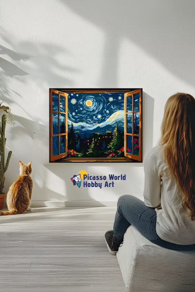 Işıltılı Yıldızlı Gece Sayılarla Boyama Seti