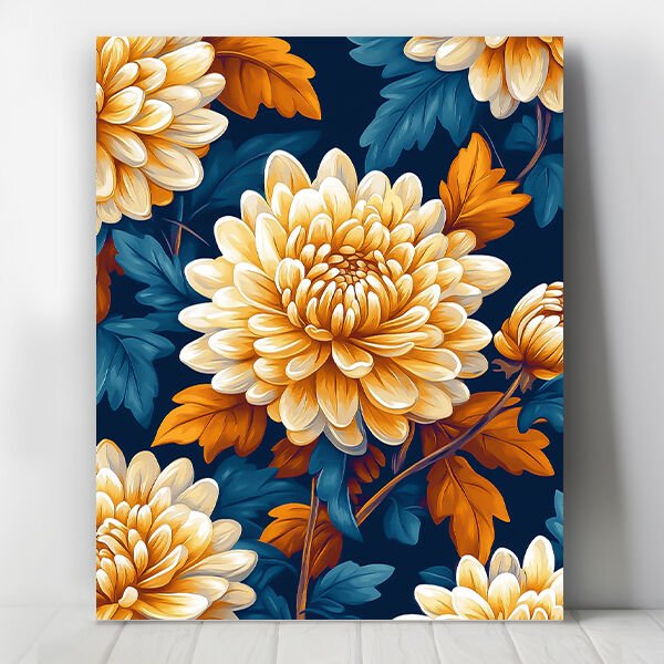 Krizantem Çiçeği Sayılarla Boyama Seti