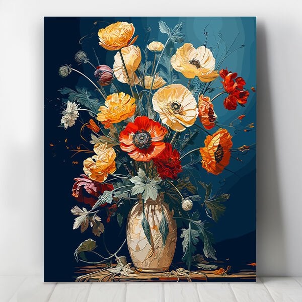 Vazoda Gelincikler Sayılarla Boyama Seti