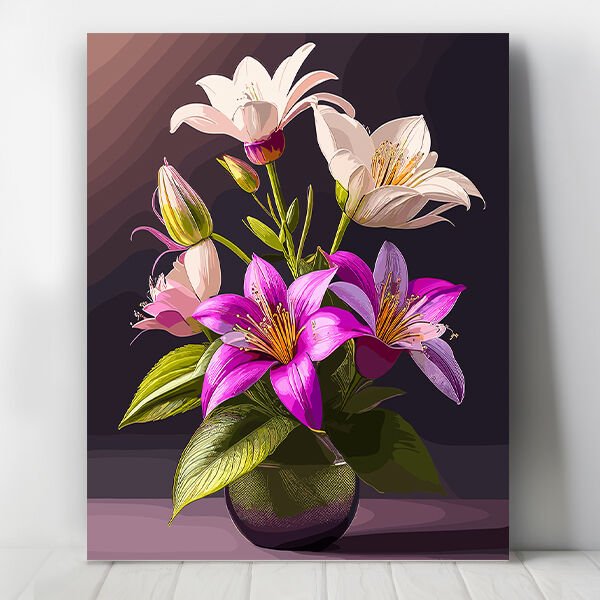 Vazoda Zambak Sayılarla Boyama Seti