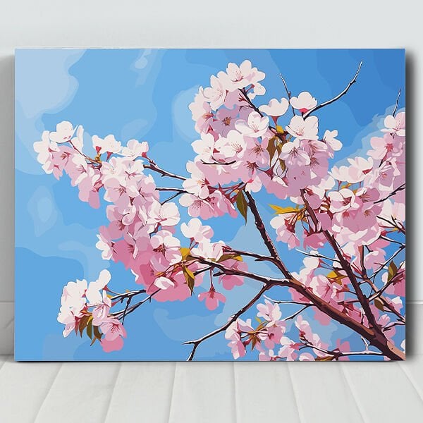 Sakura Ağacı Ve Çiçeği Sayılarla Boyama Seti 35x50 cm | Picasso