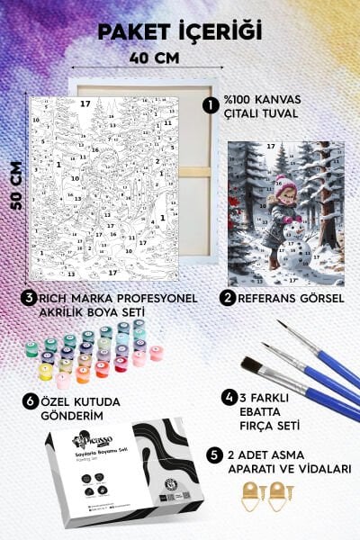 Kardan Adam Ve Küçük Kız Sayılarla Boyama Seti