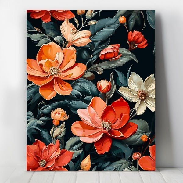 Turuncu Çiçekler Sayılarla Boyama Seti