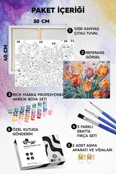 Laleler Sayılarla Boyama Seti