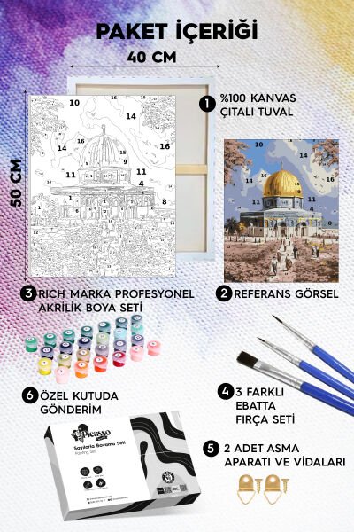 Mescid-i Aksa'da Çiçekler Sayılarla Boyama Seti