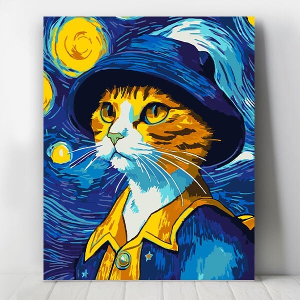 Kedi Van Gogh Sayılarla Boyama Seti