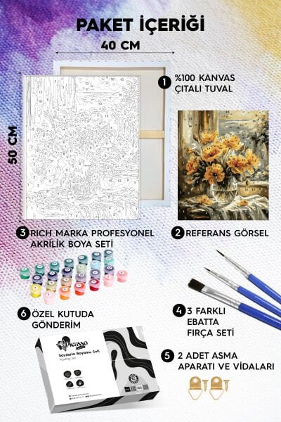 Sarı Çiçeklerin Hatırası Sayılarla Boyama Seti