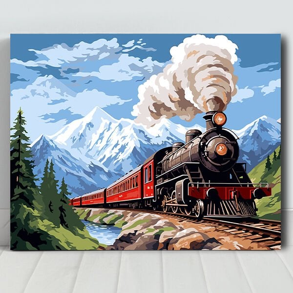 Kara Tren Sayılarla Boyama Seti