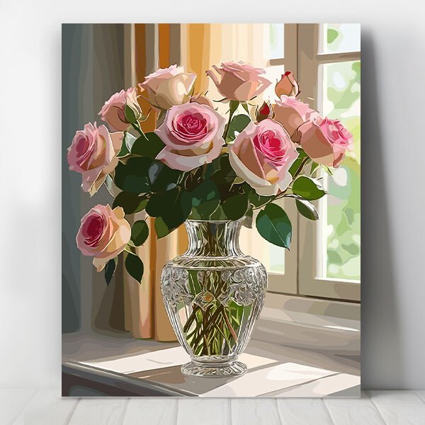 Pembe Güller Sayılarla Boyama Seti