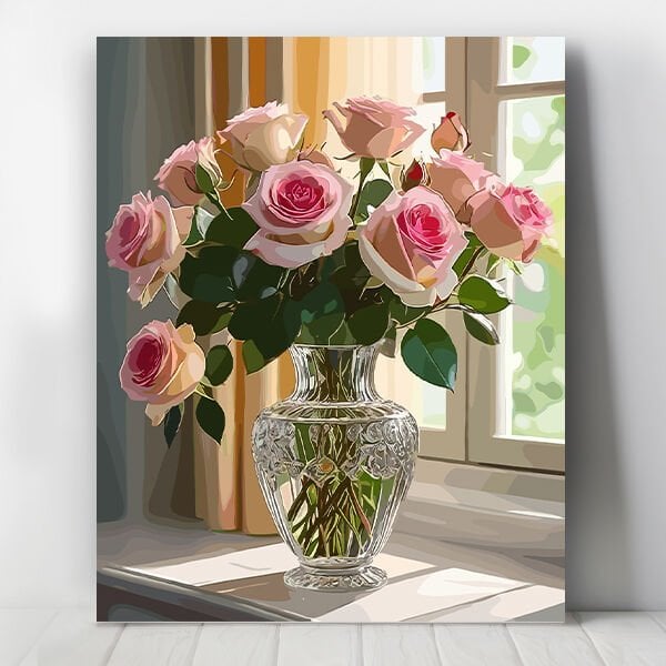 Pembe Güller Sayılarla Boyama Seti