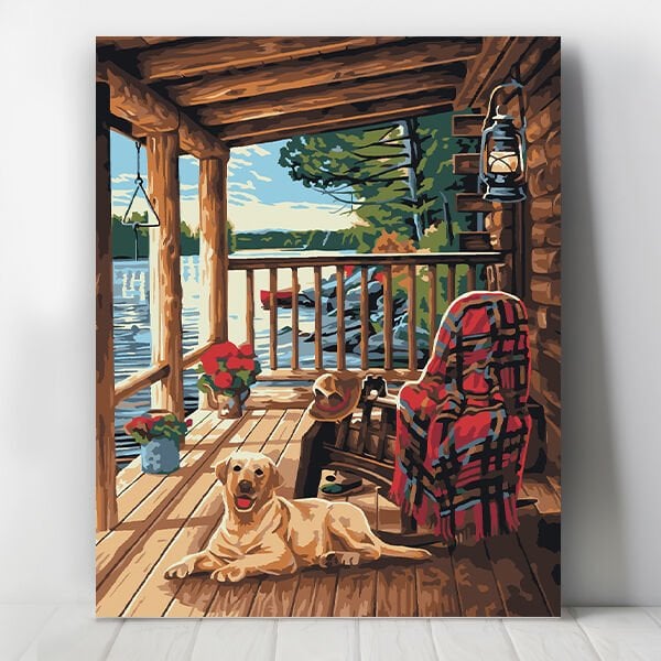 Kütük Ev Verandası Sayılarla Boyama Seti