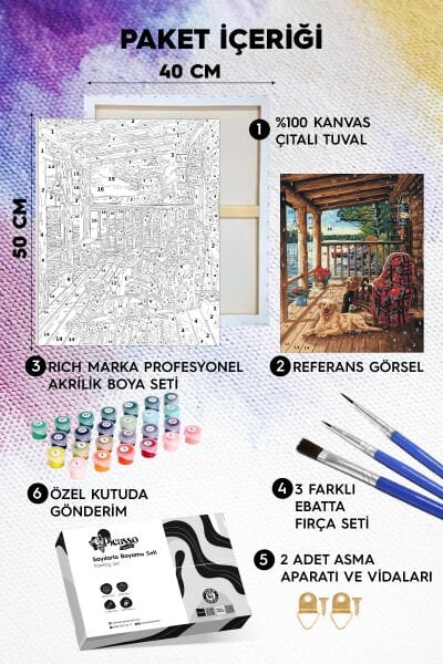 Kütük Ev Verandası Sayılarla Boyama Seti