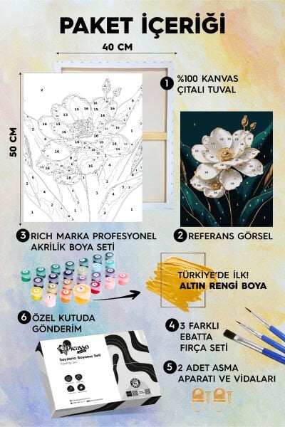 Altın Varaklı Altın Zarafet Sayılarla Boyama Seti