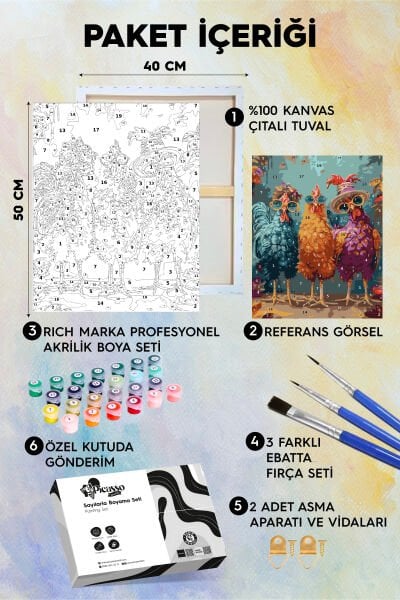 Üç Kız Kardeş Sayılarla Boyama Seti