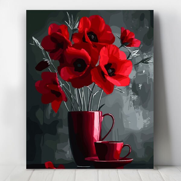 Kırmızı Gelincikler Sayılarla Boyama Seti