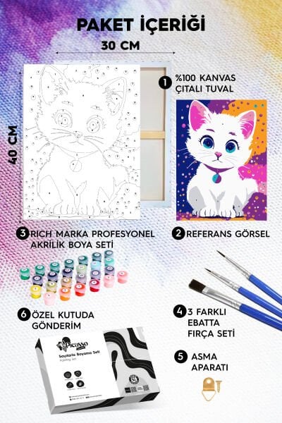 Bebek Kedi Sayılarla Boyama Seti