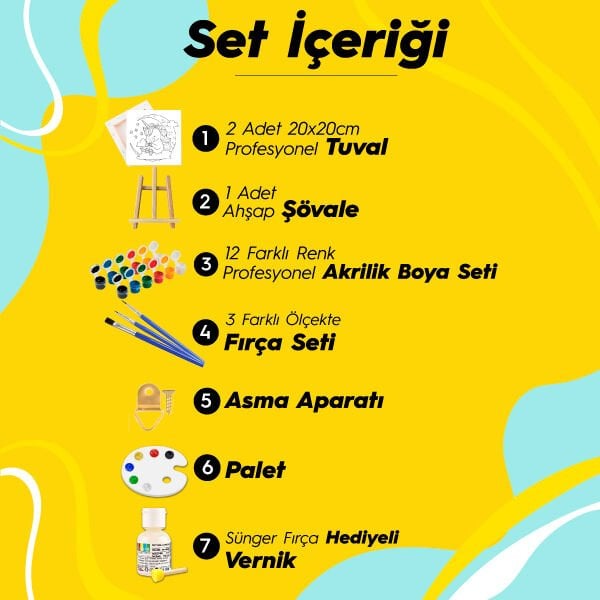 Kız Çocuk Boyama Seti ŞövaleHediyeli Sayılarla Boyama Seti