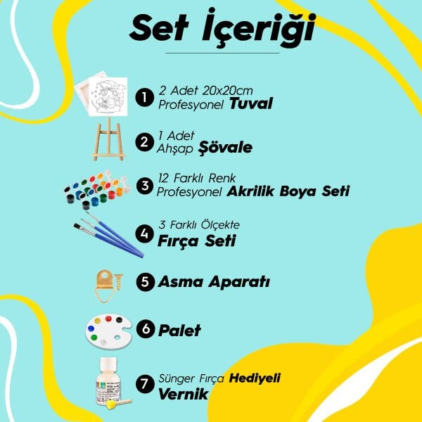 Erkek Çocuk Boyama Seti Şövale Hediyeli Sayılarla Boyama Seti